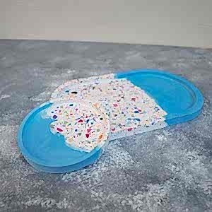 Terrazzo sunum Tabağı Seti 2'li Tabak Seti & Mum Tabağı Mavi