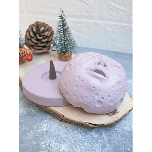 Beton Döküm 1 Tütsü Hediyeli Ay Yüzlü Konik Tütsülük