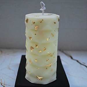 Beyaz Gold Silindir Kokulu Mum Tekli