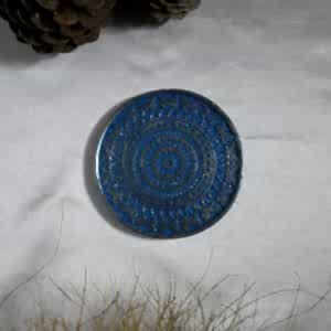 Beton Döküm MAVİ Tekli Bardak Altığı veya Mum Tabağı