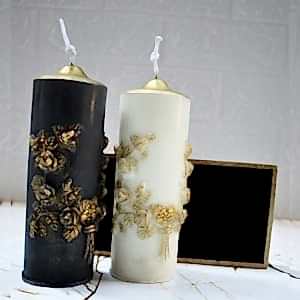 Antik Silindir Kokulu Dekoratif 2'li Mum Seti