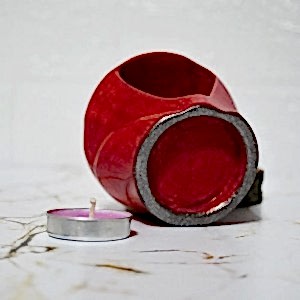 Mudi Beton Döküm KIZIL Buhurdanlık Mumluk