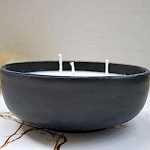 Aromatik Kokulu Büyük Çanak Mum Dekoratif Kokulu Siyah Kase Mum 25 cm