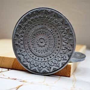 Beton Döküm Tekli Silver Bardak Altığı veya Mum Tabağı