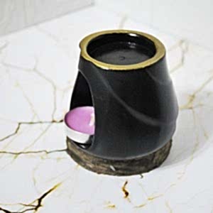 Mudi Beton Döküm Siyah Buhurdanlık Mumluk