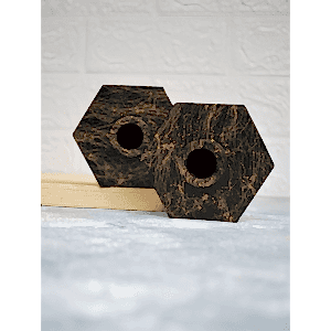 Siyah Gold Mermer Efekt 2'li Altıgen Beton Şamdan Mumluk