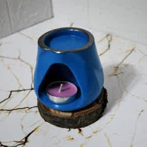 Mudi Beton Döküm MAVİ Buhurdanlık Mumluk