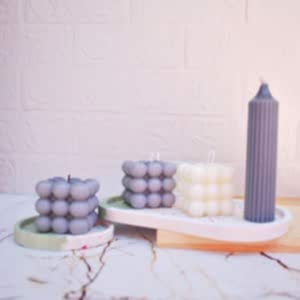 Terrazzo sunum Tabağı Seti 2'li Tabak Seti & Mum Tabağı Yeşil