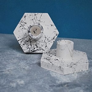 Mermer Efekt 2'li Altıgen Beton Şamdan Mumluk