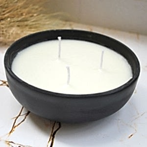 Aromatik Kokulu Büyük Çanak Mum Dekoratif Kokulu Siyah Kase Mum 25 cm
