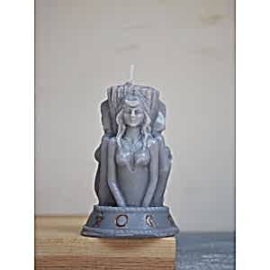 3 Yüzlü Kadın Mum Dekoratif Kokulu Mum Gri