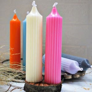 2'li Mum Seti Kokulu Silindir Kalem Mum Dekoratif Pembe & Beyaz Mum