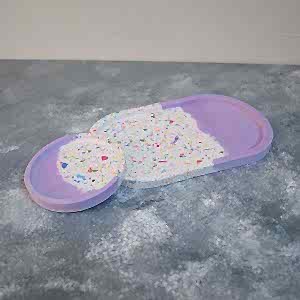 Terrazzo sunum Tabağı Seti 2'li Tabak Seti & Mum Tabağı Lila