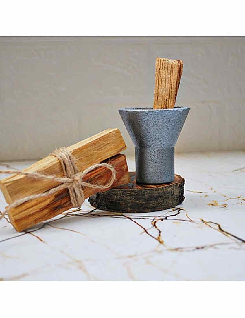 Peru sertifikalı 10 gr palo santo tütsü ve silver beton konik tütsülük