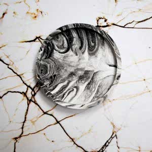 Beton Döküm Tekli Yuvarlak Siyah Mum Tabağı Mumluk