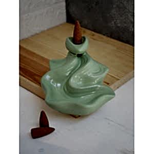 3 Tütsü Hediyeli Dekoratif Geri Akış Şelale Tütsülük Yeşil