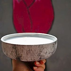 3 Fitilli Kokulu Çanak Mum Mermer Efekt Dekoratif Kase Mum