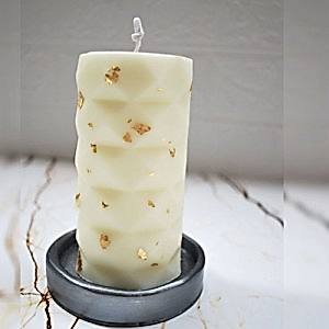 Beton Döküm Tekli Yuvarlak Antrasit Mum Tabağı Mumluk