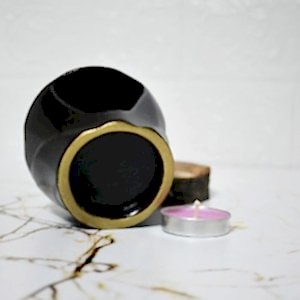 Mudi Beton Döküm Siyah Buhurdanlık Mumluk