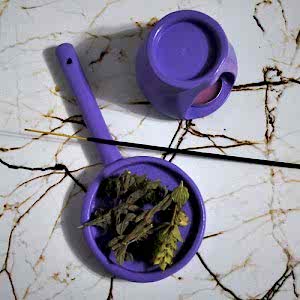 Mudi Lila Mum Ve Tütsü Hediyeli Buhurdanlık & Tütsülük Seti