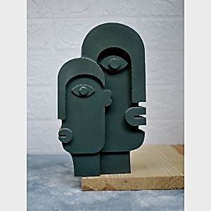 Beton Döküm İskandinav Tasarım Heykel Dekoratif Biblo 20 cm YEŞİL