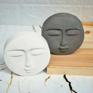 2'li Dekoratif  Yüz Model Obje Gri & Beyaz