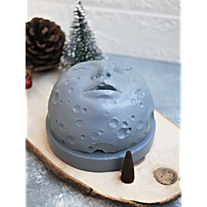 Beton Döküm 1 Tütsü Hediyeli Ay Yüzlü Konik Tütsülük