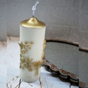 Antik Silindir Kokulu Dekoratif Mum Beyaz