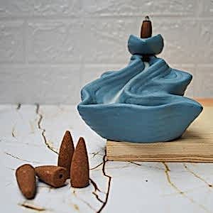 3 Tütsü Hediyeli Dekoratif Geri Akış Şelale Tütsülük Mavi