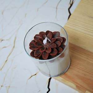 Dekoratif KAHVE Çiçekli Kokulu Bardak Mum