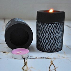 Ratio Beton Döküm Siyah 2'li Şamdan Mumluk