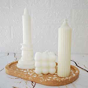 Camel Terrazzo Beton Döküm Oval Sunum Tabağı Veya Terrazo Mum Tabağı 24 cm