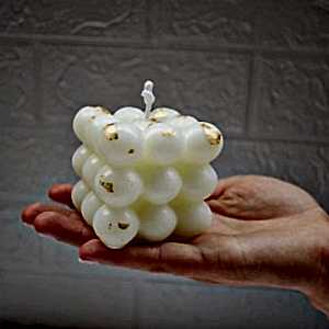 Bubble Dekoratif Mum Beyaz Gold Kokulu Mum