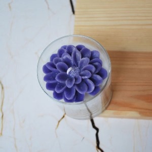 Dekoratif MOR Çiçekli Kokulu Bardak Mum