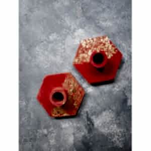 2'li Terracotta Altıgen Beton Şamdan Mumluk