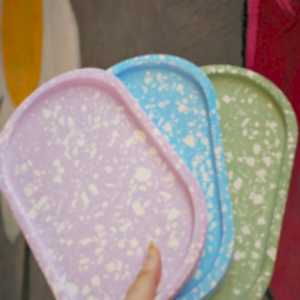 Yeşil Terrazzo Beton Döküm Oval Sunum Tabağı Veya Terrazo Mum Tabağı 24 Cm