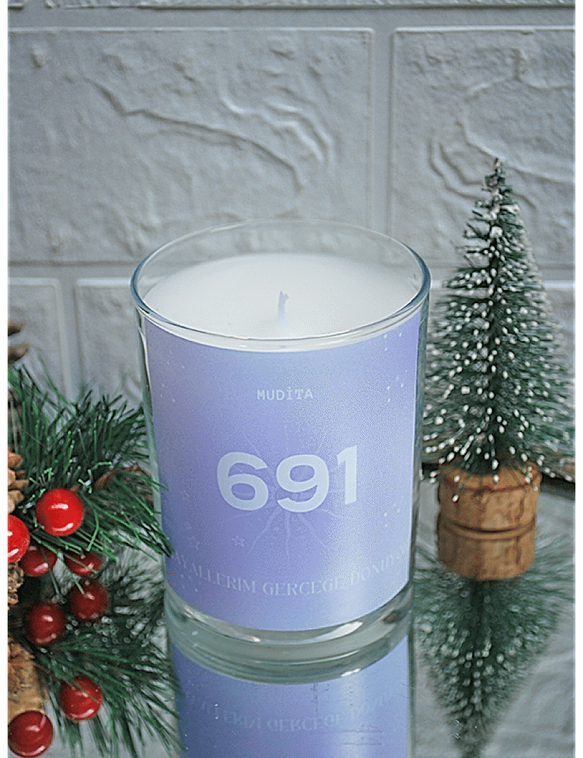 691 sayı sekansı kokulu bardak mum, hayallerim gerçeğe dönüyor mum