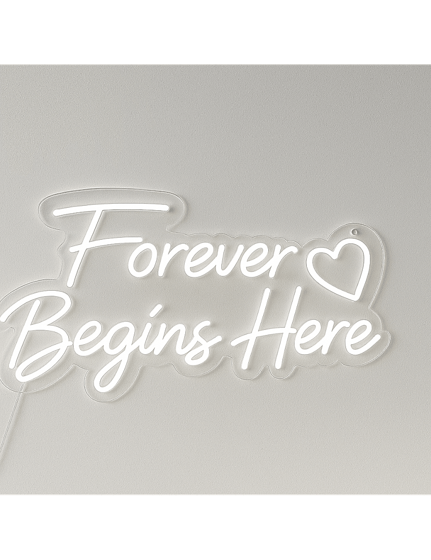forever begins here neon tabela 70 cm, dekoratif led neon yazı