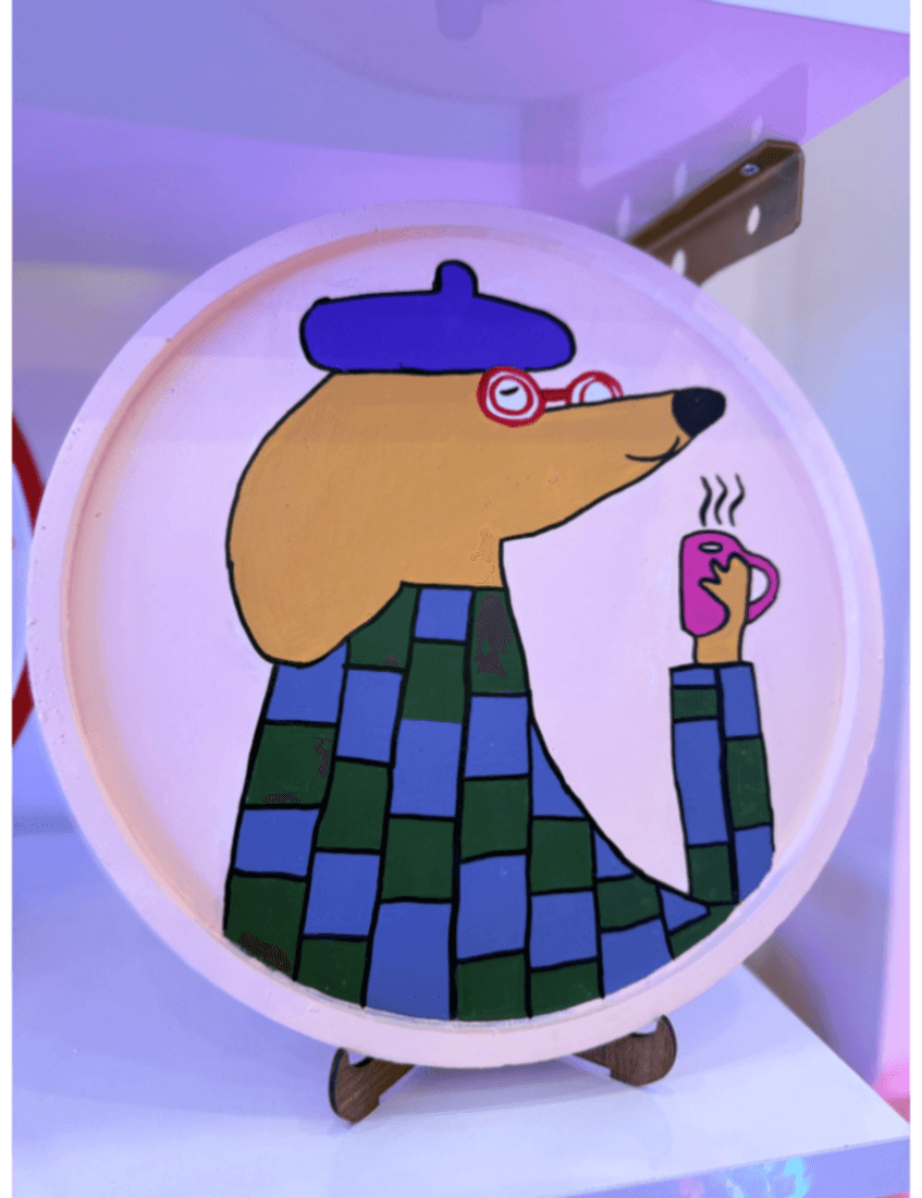 bereli köpek dekoratif sunum tabak 30 cm, köpek figürlü dekoratif tabak