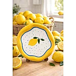 Dekoratif Limon Desenli Cozy Tarz Tabak 